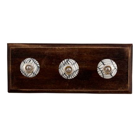 Black Leaf Ceramic Wooden Hooks